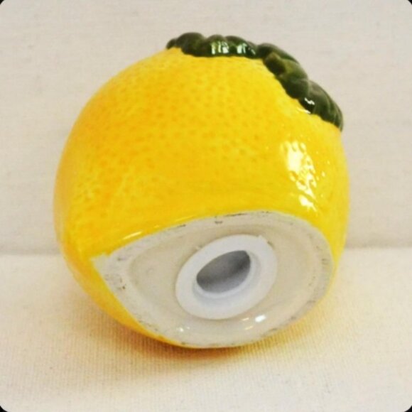 Lemon Shape Salt And Pepper Shakers Bottom Plugs Intact Table Serveware Decor - Picture 4 of 5